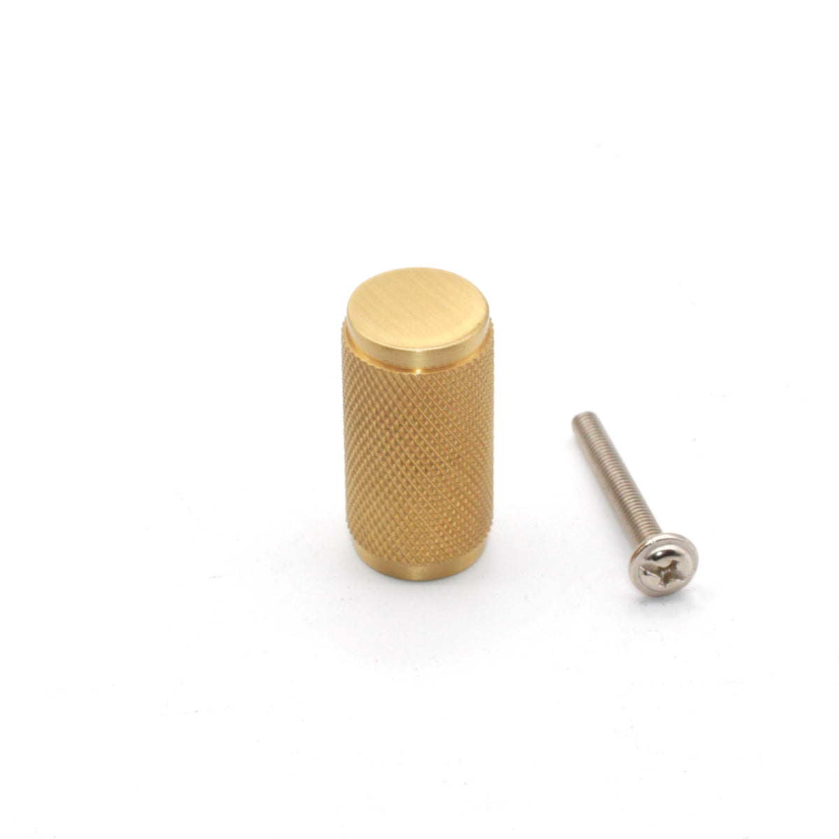 Knurled Cylinder Cupboard Pull Satin Brass