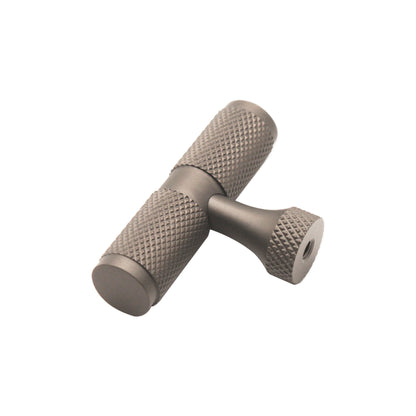 Knurled T bar Cupboard Pull Gunmetal Grey