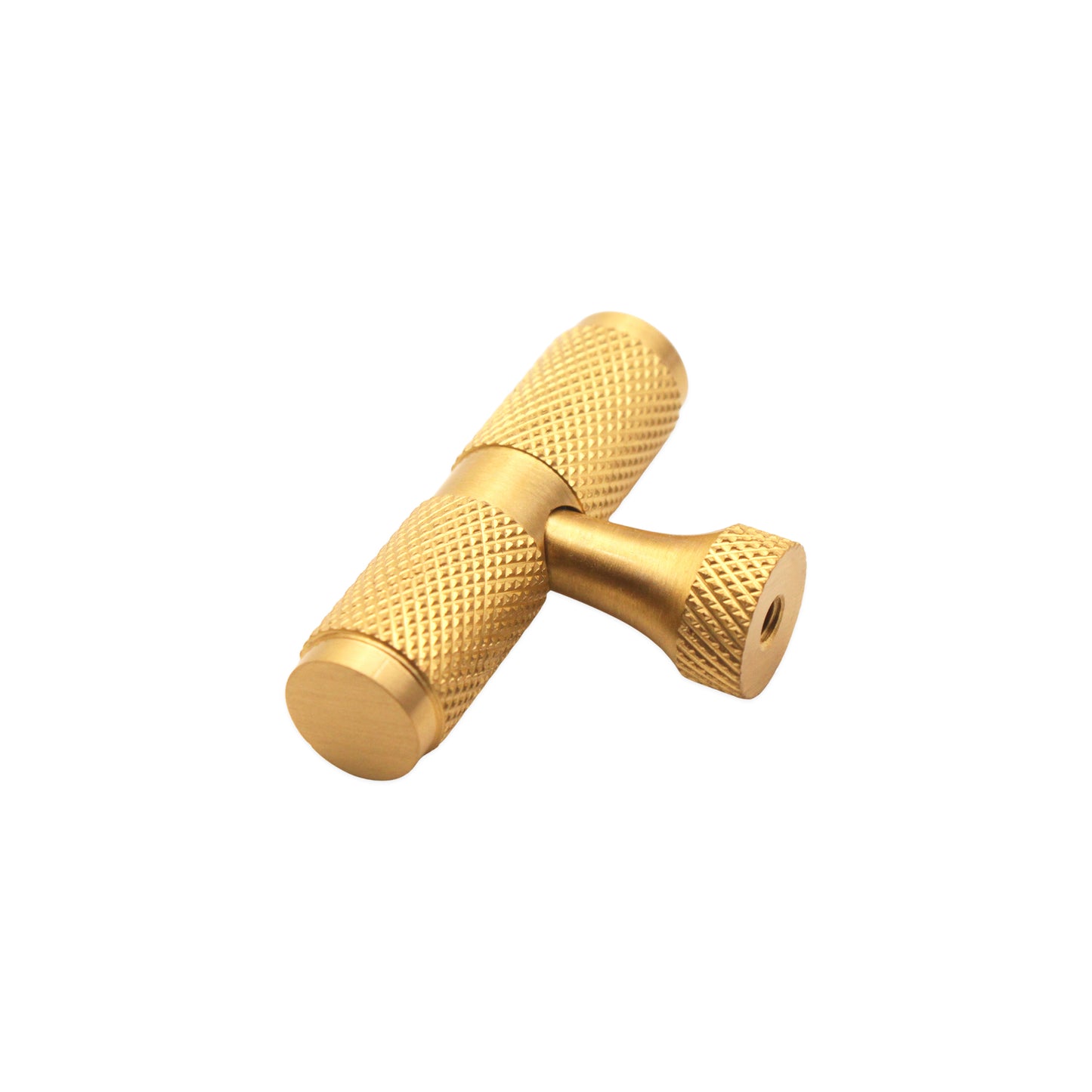 Knurled T bar Cupboard Pull Satin Brass