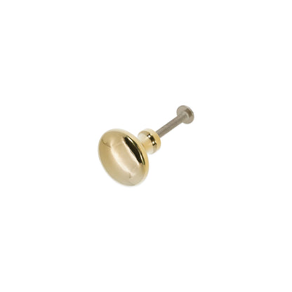 Mushroom 25mm Cupboard Knob Polilshed Brass Unlacquered