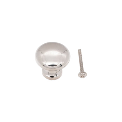 Mushroom 25mm Cupboard Knob Polished Nickel