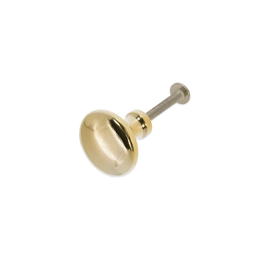Mushroom 32mm Cupboard Knob Polilshed Brass Unlacquered