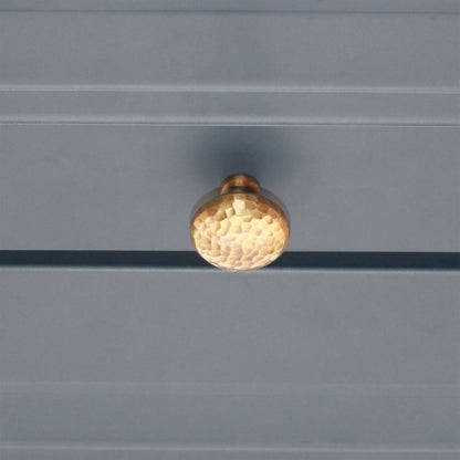 Hammered Mushroom 38mm Cupboard Knob Aged Brass
