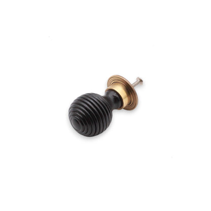 Ebonised Preston Large Cupboard Knob Aged Brass