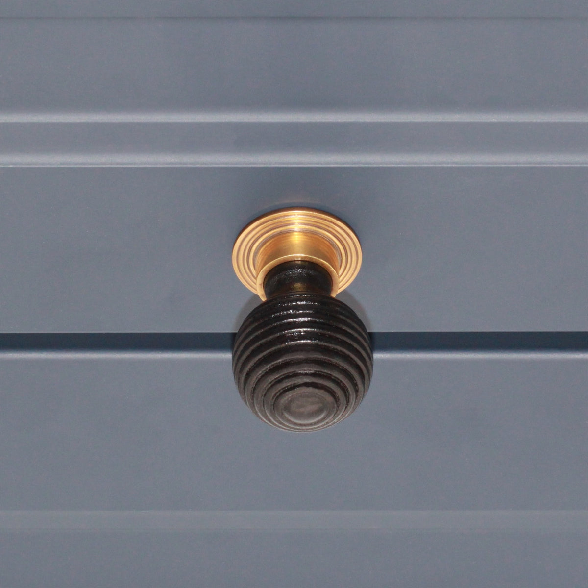Ebonised Preston Large Cupboard Knob Aged Brass
