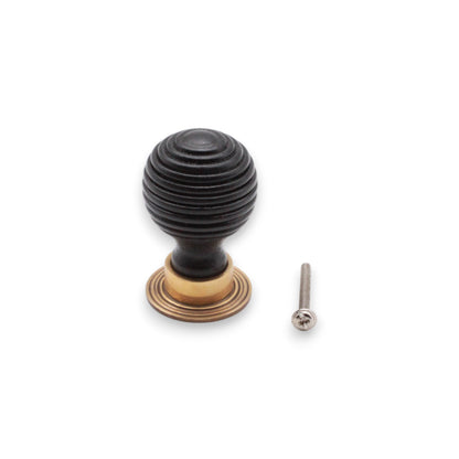 Ebonised Preston Large Cupboard Knob Aged Brass