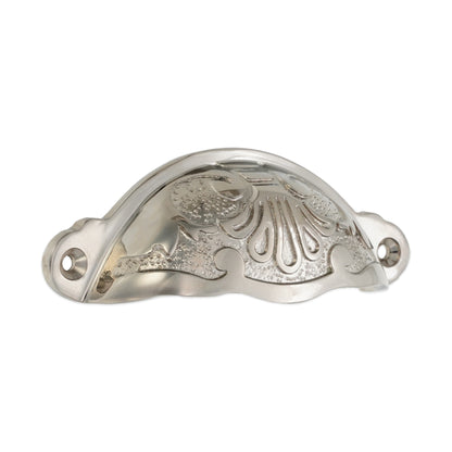 Floral Cup Pull Polished Nickel