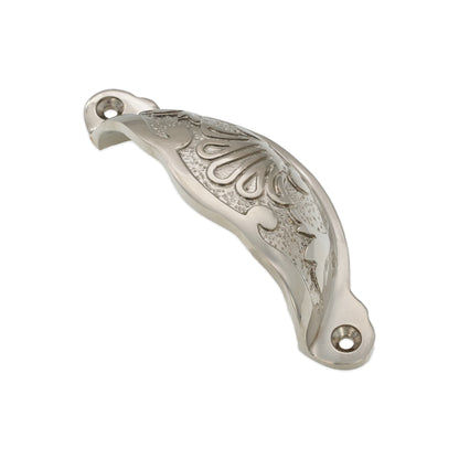 Floral Cup Pull Polished Nickel