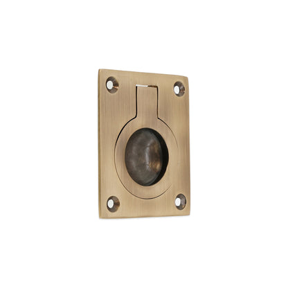 Ring Pull Square Flush Antique Brass