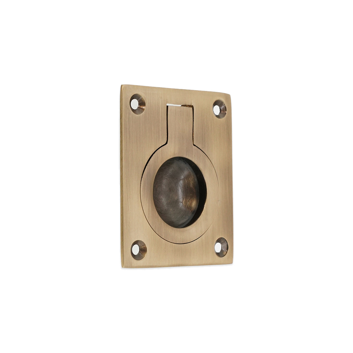 Ring Pull Square Flush Antique Brass