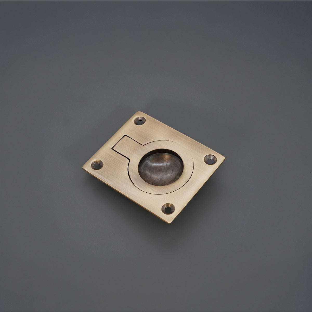 Ring Pull Square Flush Antique Brass