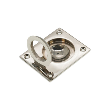 Ring Pull Square Flush Polished Nickel