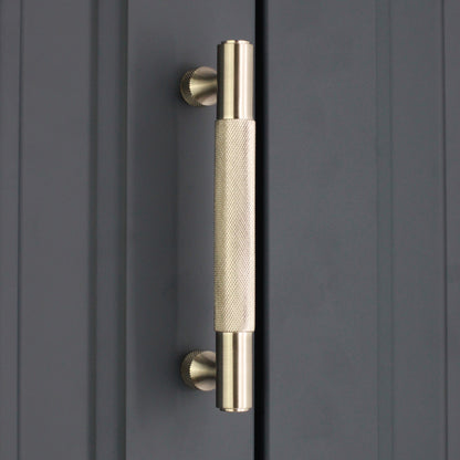 Knurled Bar Handles Small Satin Silver