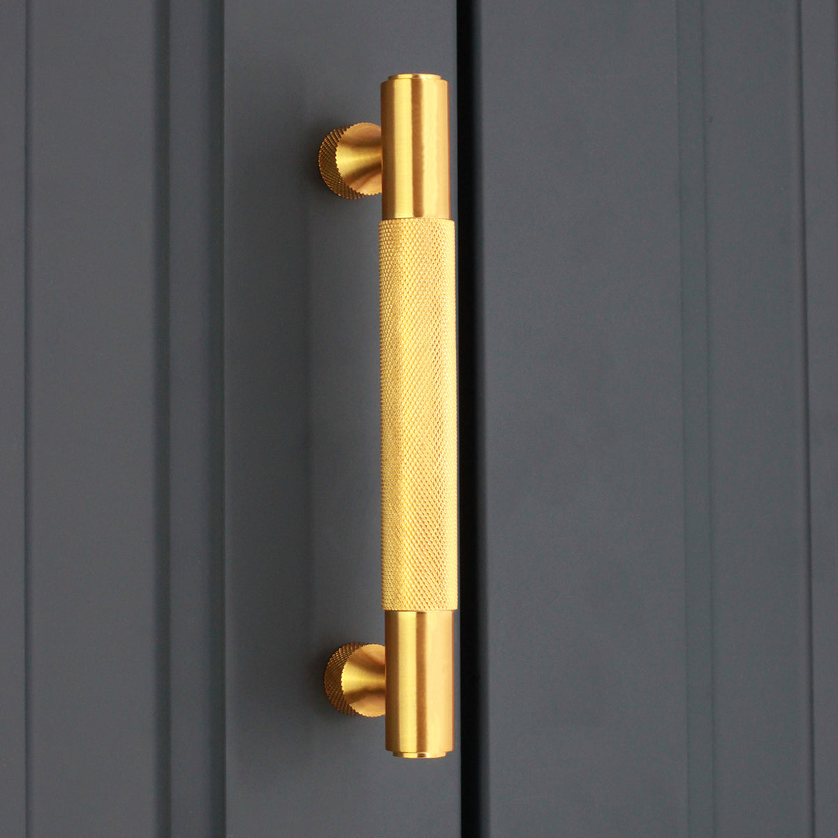 Knurled Bar Handles Medium Satin Brass
