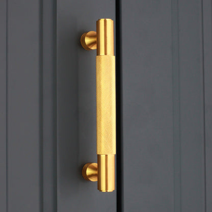 Knurled Bar Handles Large Satin Brass