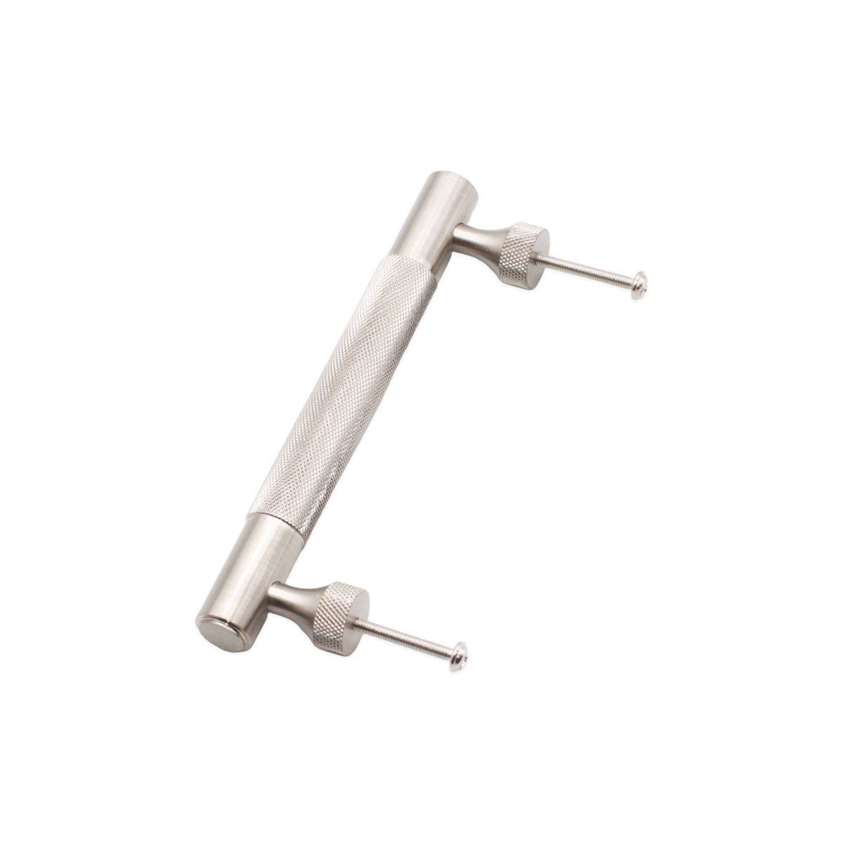 Knurled Bar Handles Large Satin Silver