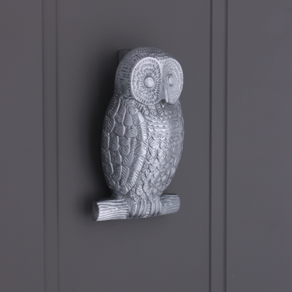 Owl Door Knocker Satin Chrome