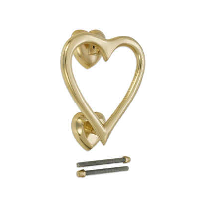 Heart Door Knocker Polished Brass