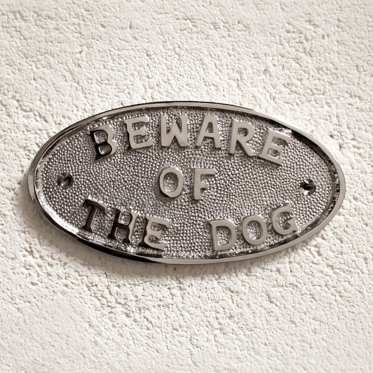 Beware Of The Dog Door Plate Polished Nickel