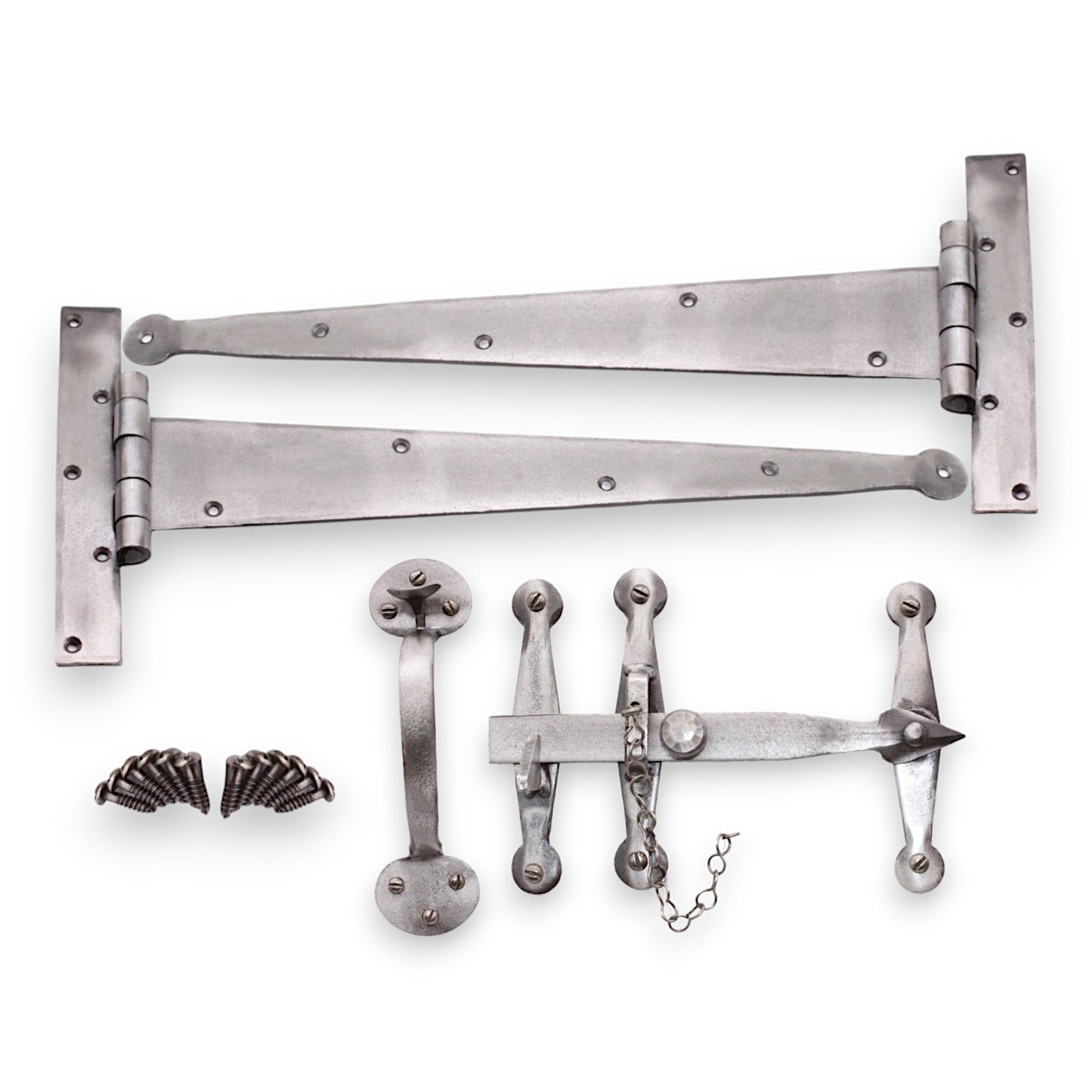 Heavy Duty Handforged Door Hardware Kit Pewter
