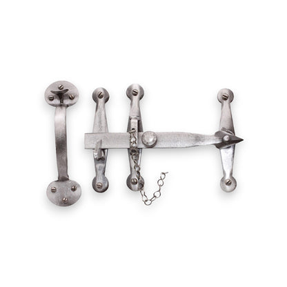 Heavy Duty Handforged Door Hardware Kit Pewter