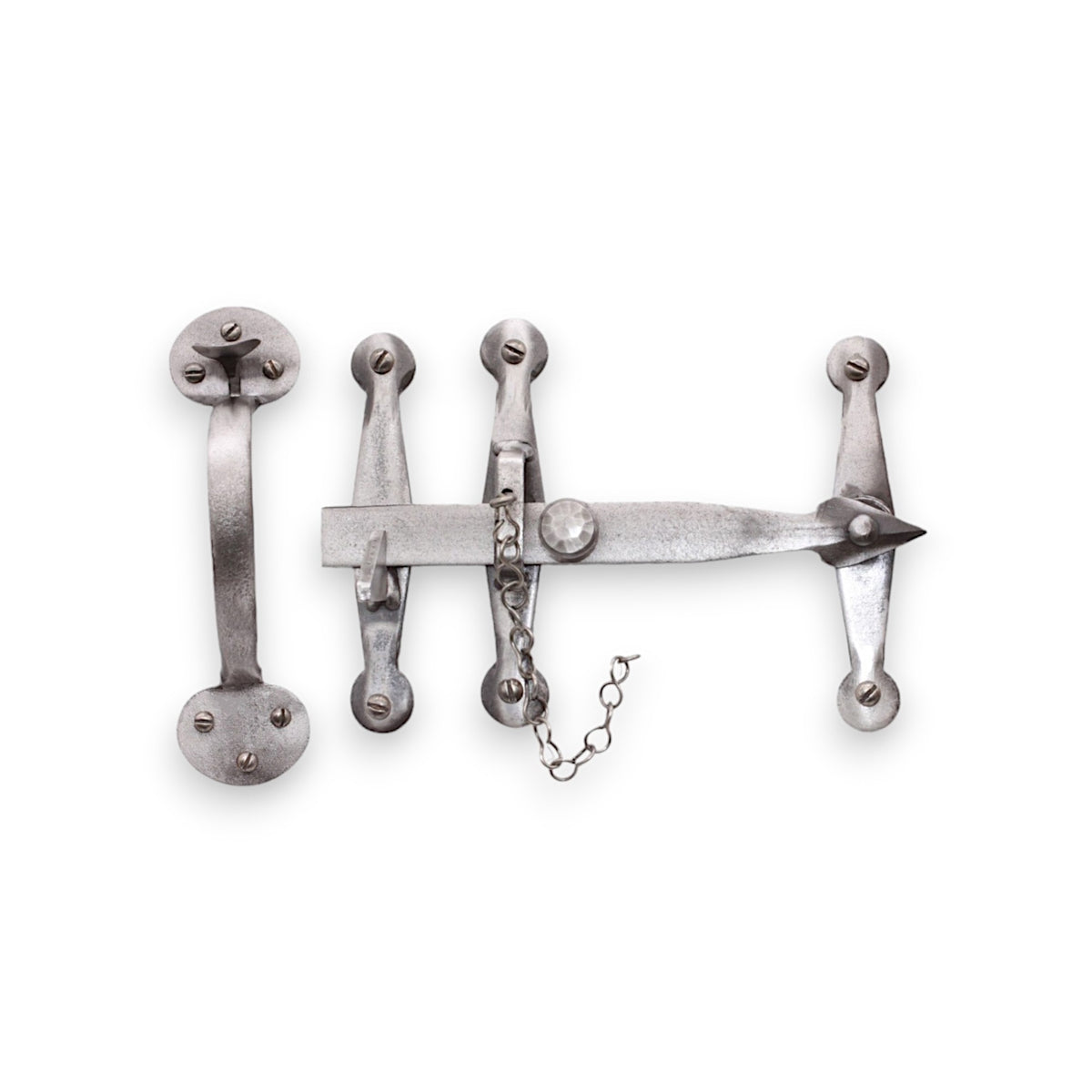 Heavy Duty Handforged Door Hardware Kit Pewter