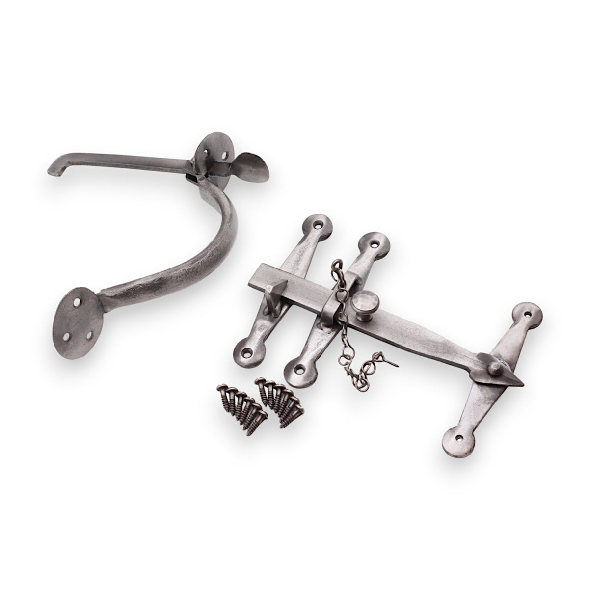 Heavy Duty Handforged Door Hardware Kit Pewter
