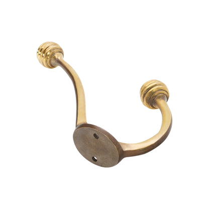 Beehive Twin Coat Hook Aged Brass