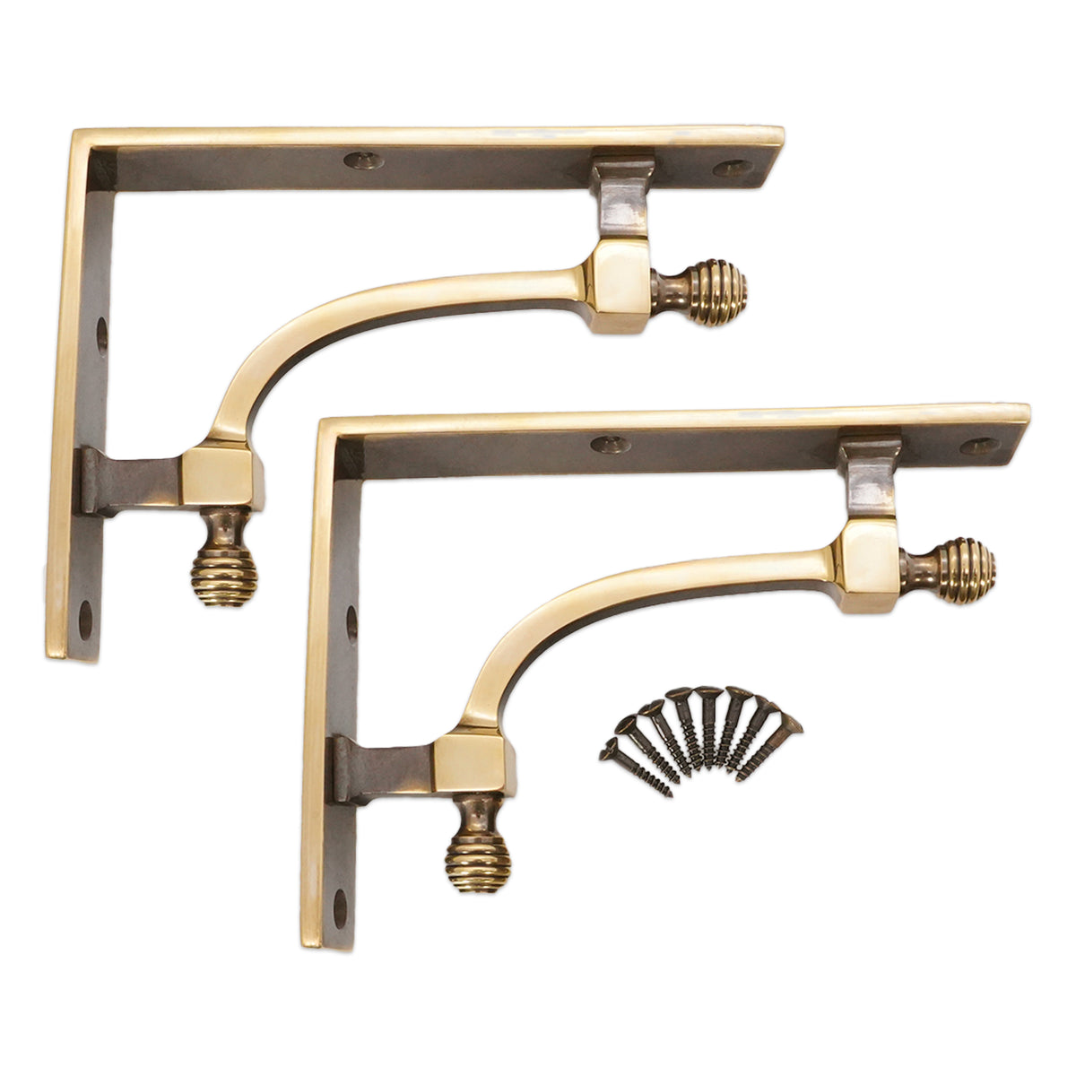 Beehive Small Shelf Bracket Aged Brass (Sold in Pairs)
