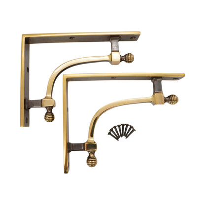 Beehive Medium Shelf Bracket Aged Brass (Sold in Pairs)