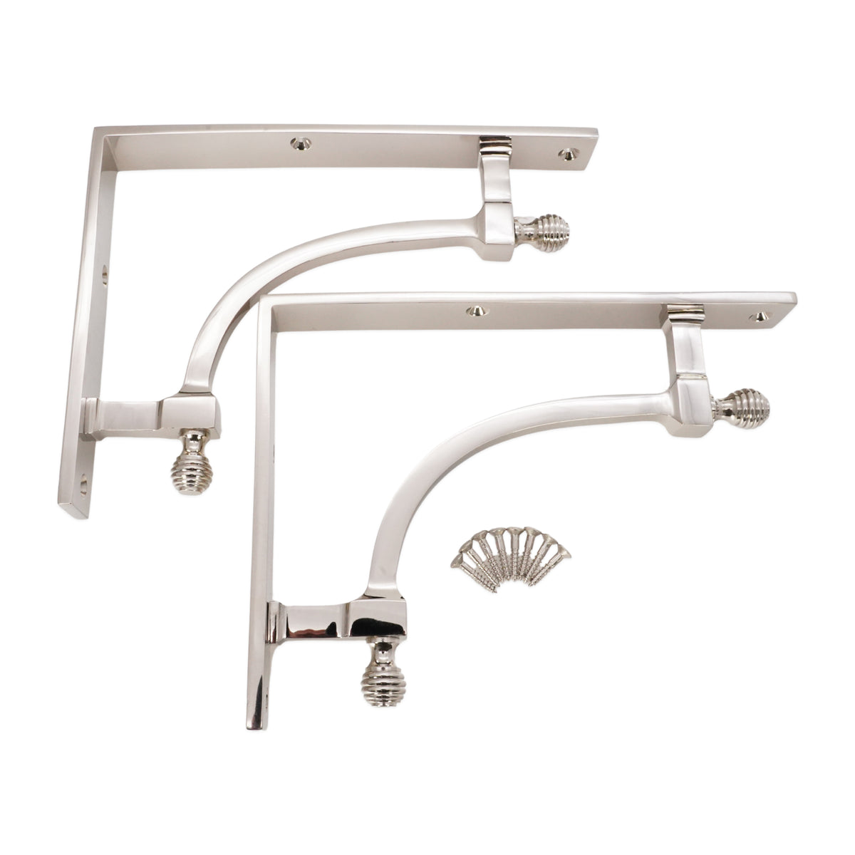 Beehive Large Shelf Bracket Polished Nickel (Sold in Pairs)