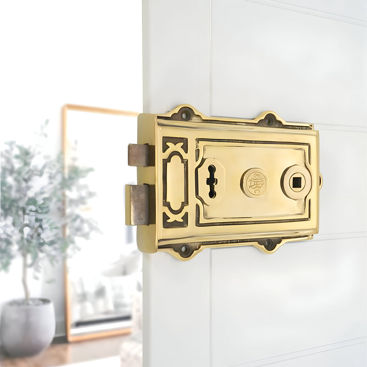 Davenport Rim Lock Aged Brass
