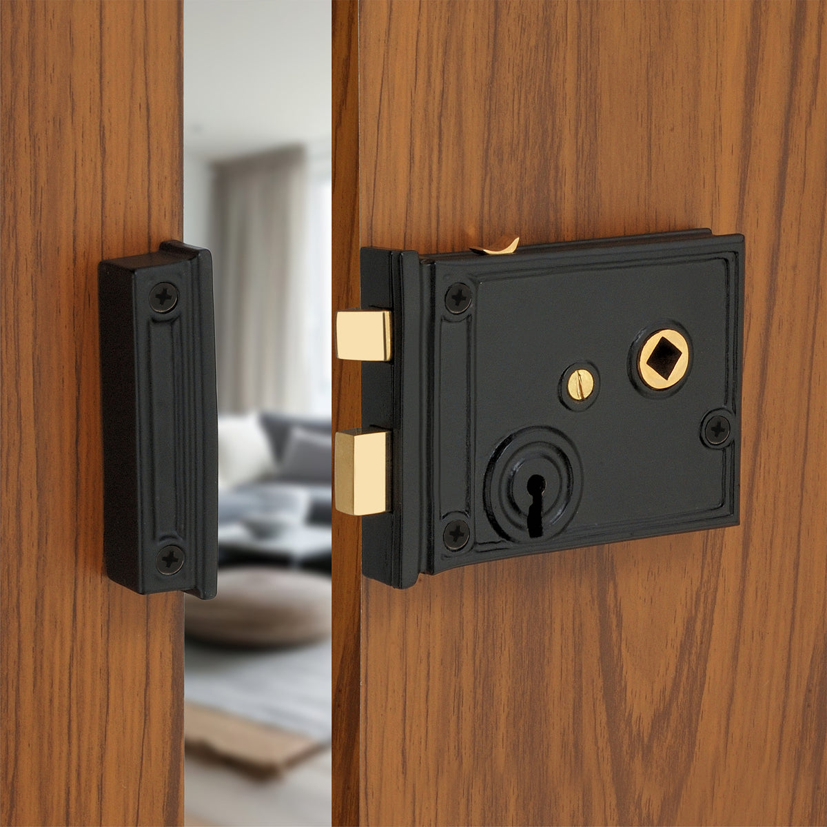 Horizontal Rim Lock Black