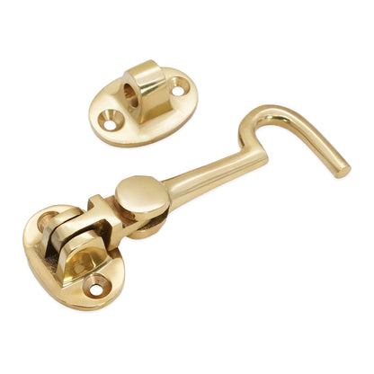 Silent Cabin Hook 3" - 75mm Polished Brass