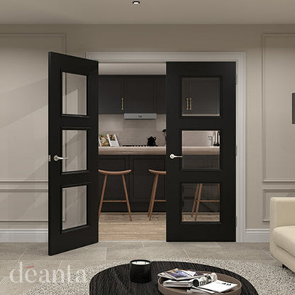 Trinity Black Prefinished Bevelled Glaze Door