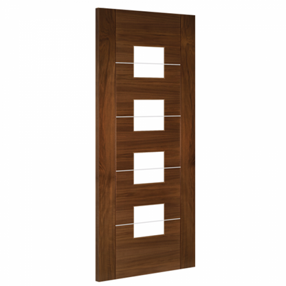 Valencia Prefinished Walnut 4L Glazed FSC Internal Door