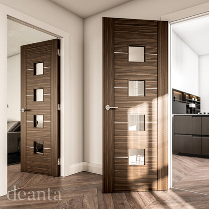 Valencia Prefinished Walnut 4L Glazed FSC Internal Door